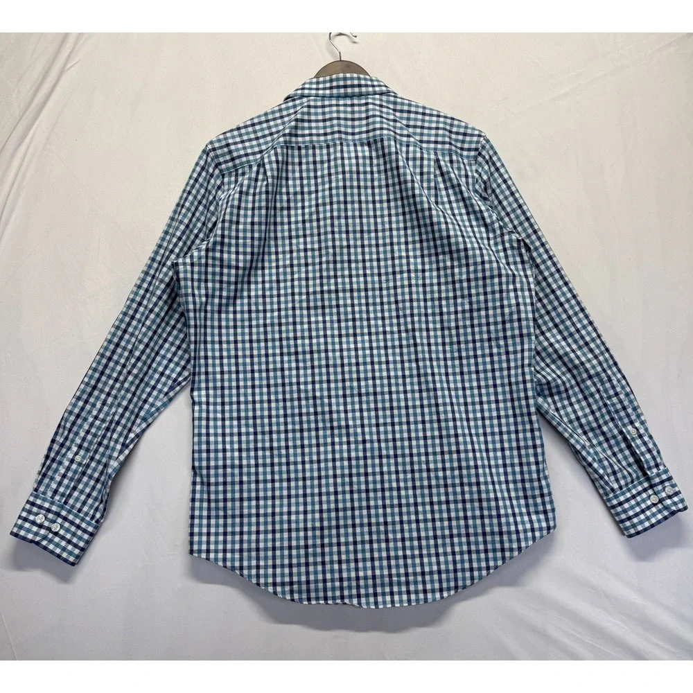Banana Republic Dress‎ Shirt Mens M 15-15.5 Multi Tartan Plaid Non Iron Slim Fit